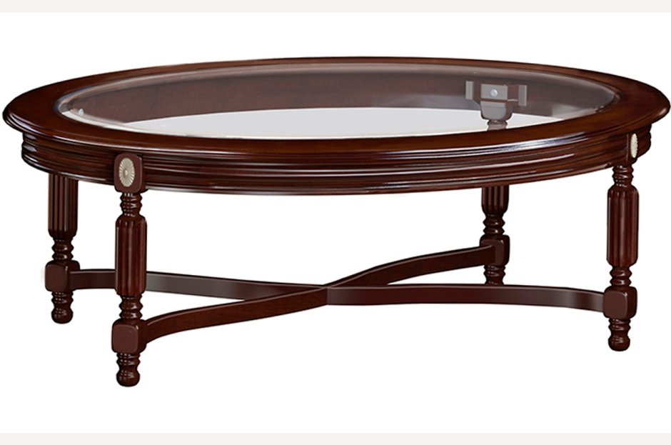 Стол журнальный со стеклом Zzibo 19 орех с золотом