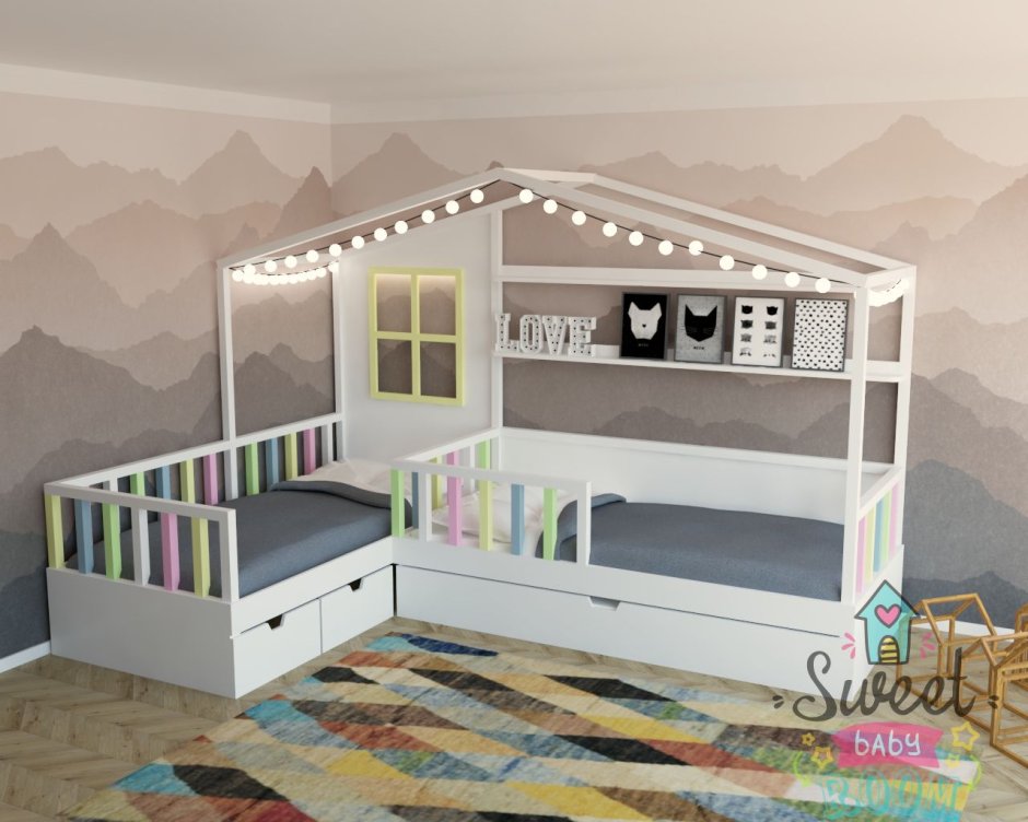 Угловая кроватка домик