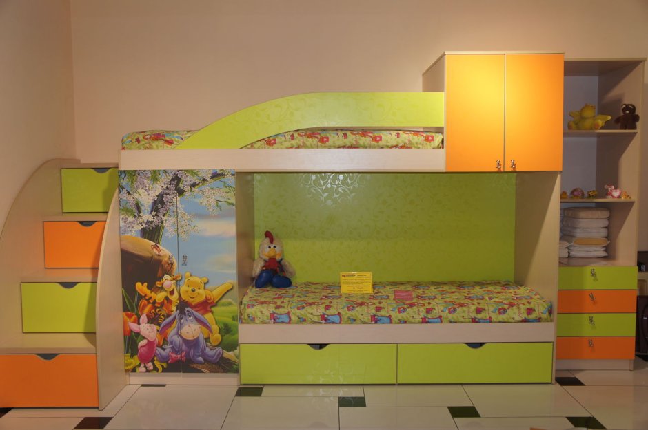 Угловая двухъярусная кровать