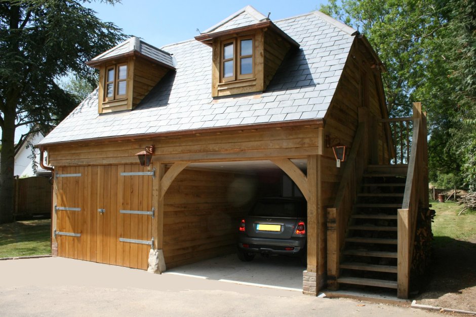 Гараж с мансардой и навесом