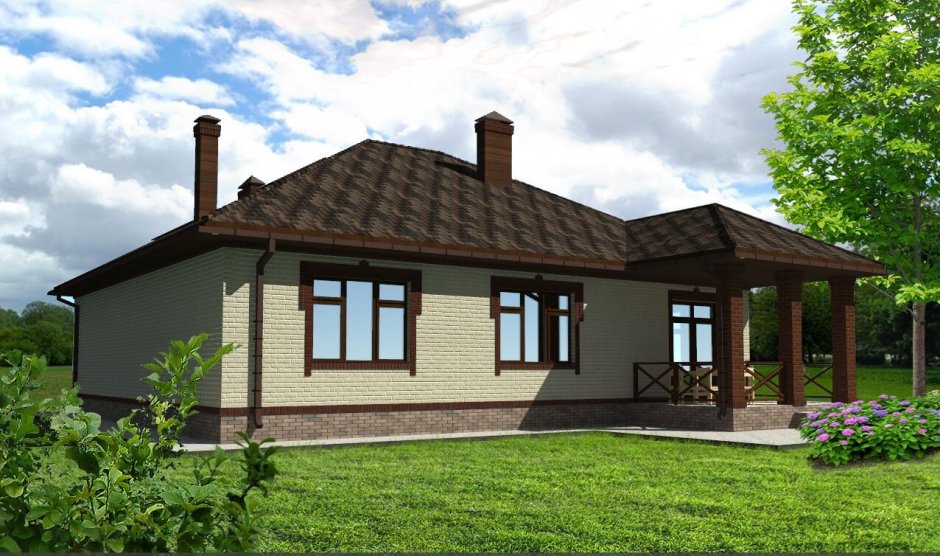 Одноэтажный дом 100м2 солома шоколад