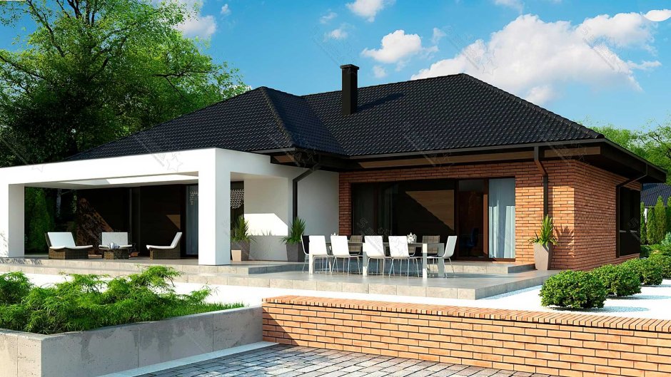 Проект z282 одноэтажный коттедж