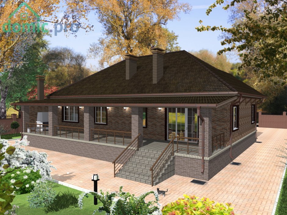 Проект z10 одноэтажный дом с террасой планировка