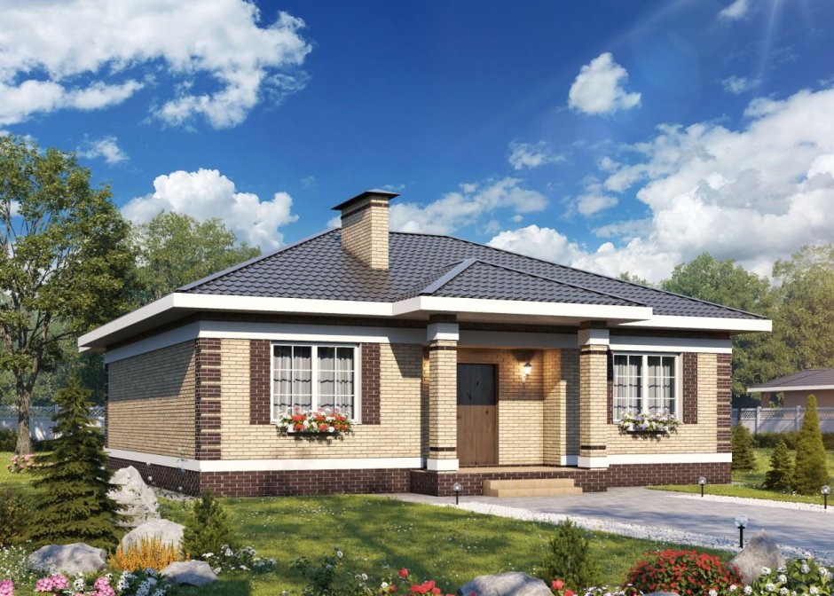 Одноэтажный кирпичный дом 100м2