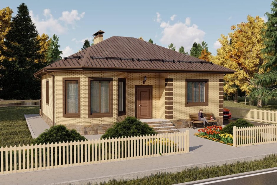 Одноэтажный кирпичный дом 100м2