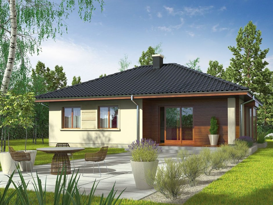 Одноэтажный дом с террасой до 80 кв м