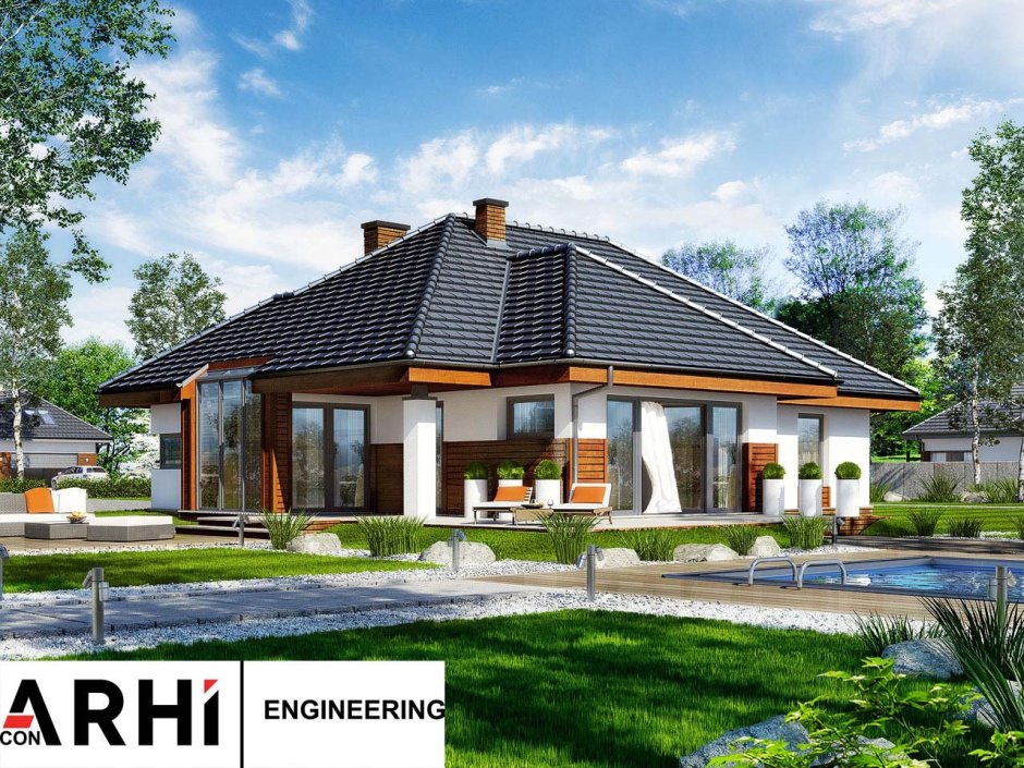 Одноэтажный дом 200кв с террасой