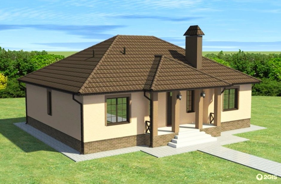 Дом 8 на 8 одноэтажный с шатровой крышей
