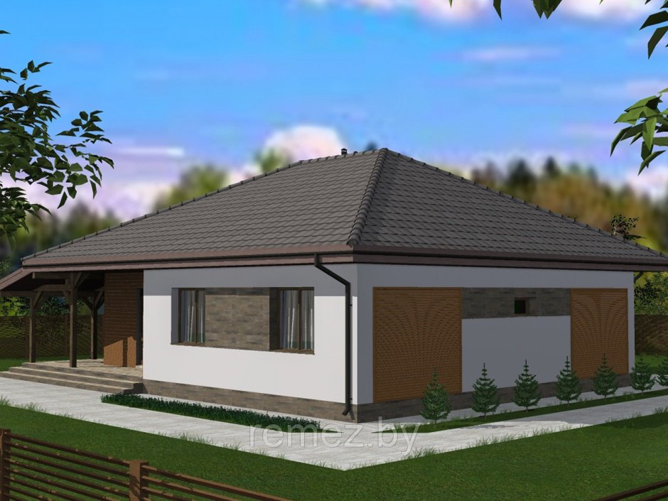 Одноэтажный дом 120кв с террасой