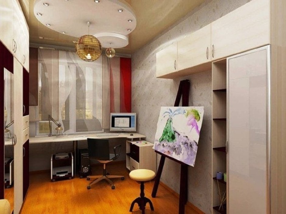 Узкая длинная комната для подростка