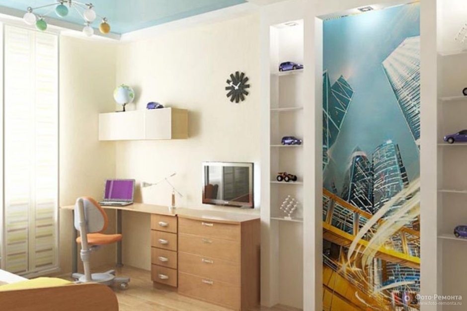 Комната подростка 12 кв.м в стиле лофт