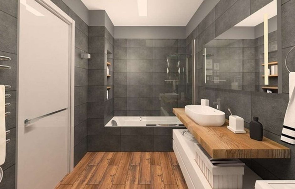 Серая ванная комната