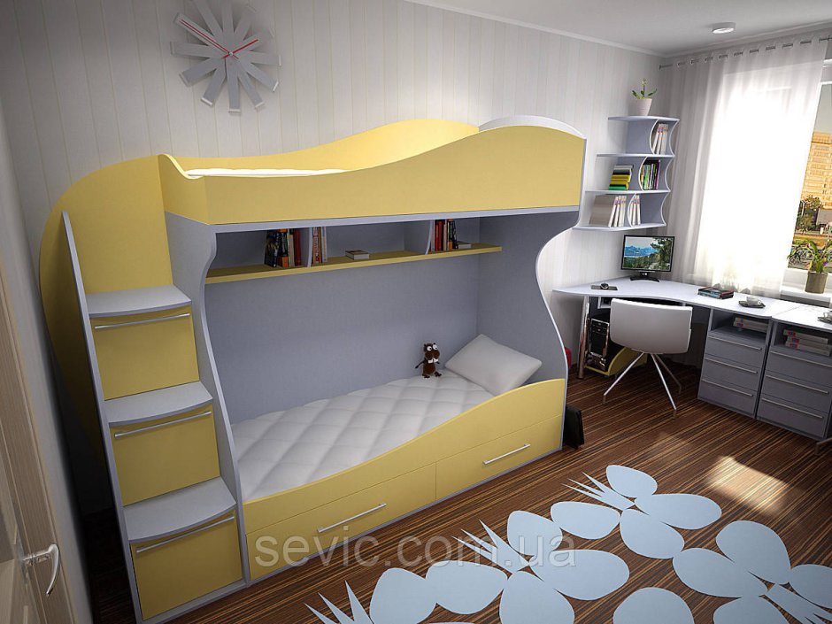 Детская спальня с двухъярусной кроватью