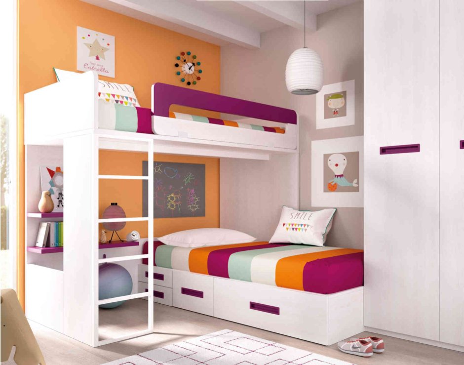 Двухъярусная кровать углом