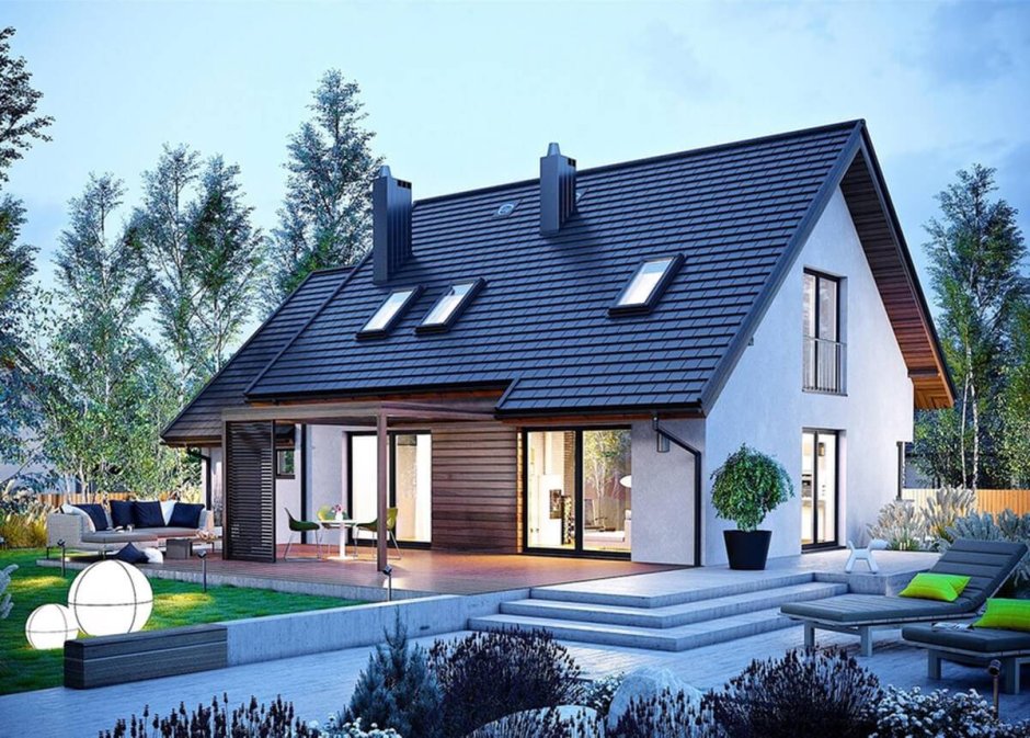 Дом с мансардой в европейском стиле