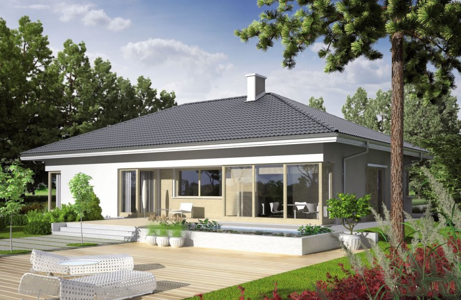 Одноэтажный дом в стиле