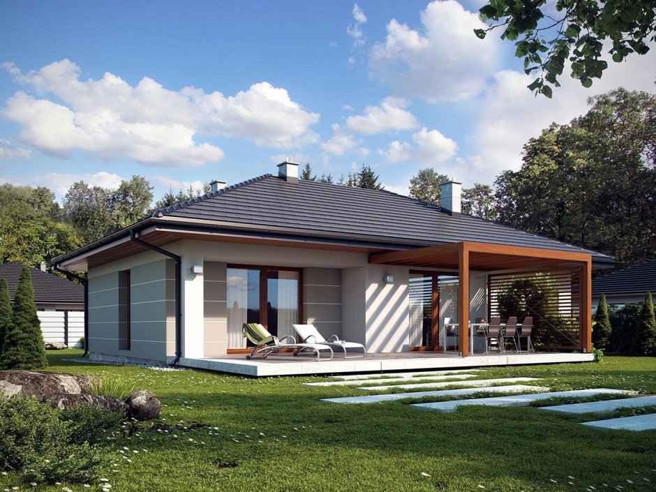 Одноэтажный дом 120кв с террасой