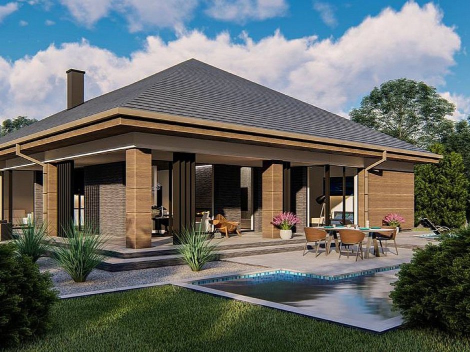 Z500 проекты одноэтажных домов с террасой