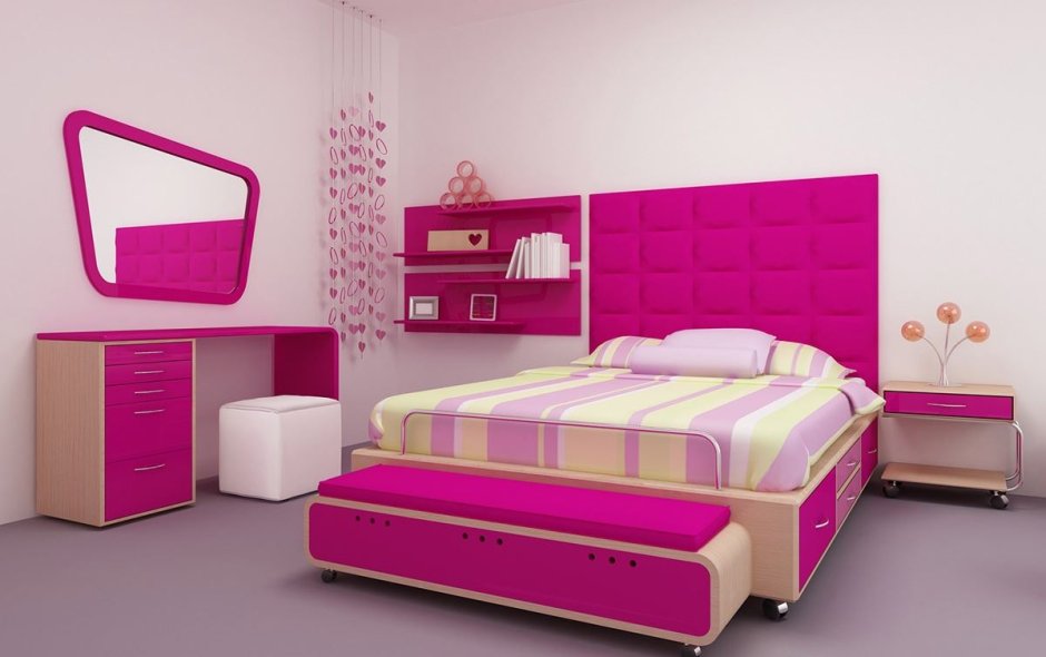 Кровать розовая для девочки 12 лет