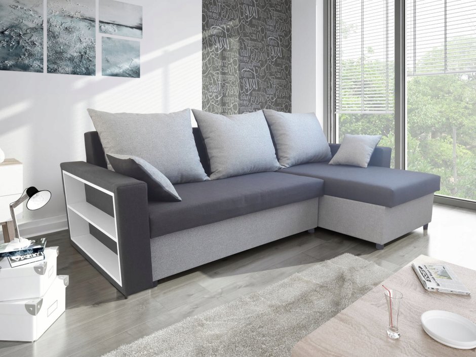 Диван серый с белым