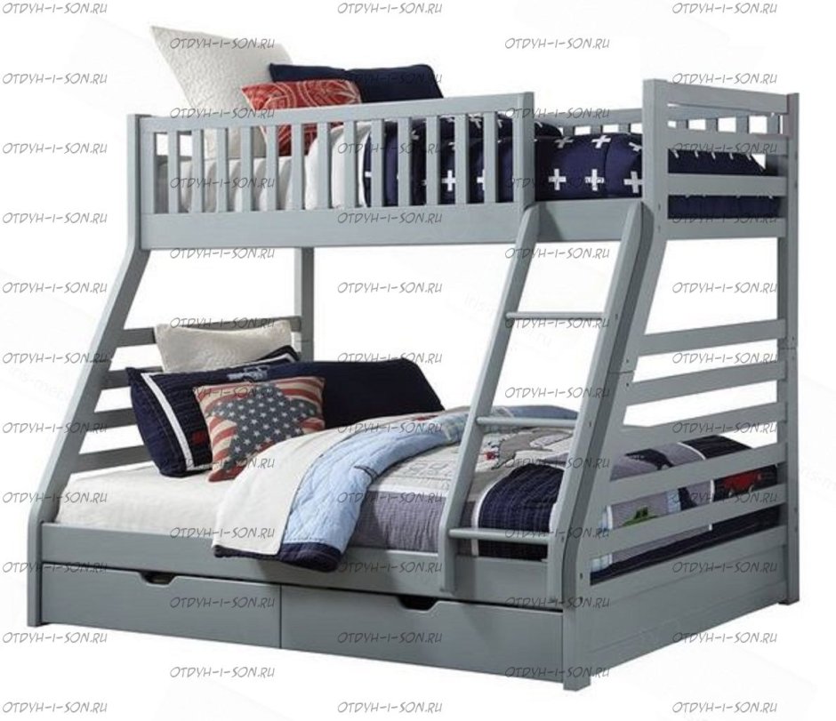 Двухъярусная кровать с выдвижным спальным местом
