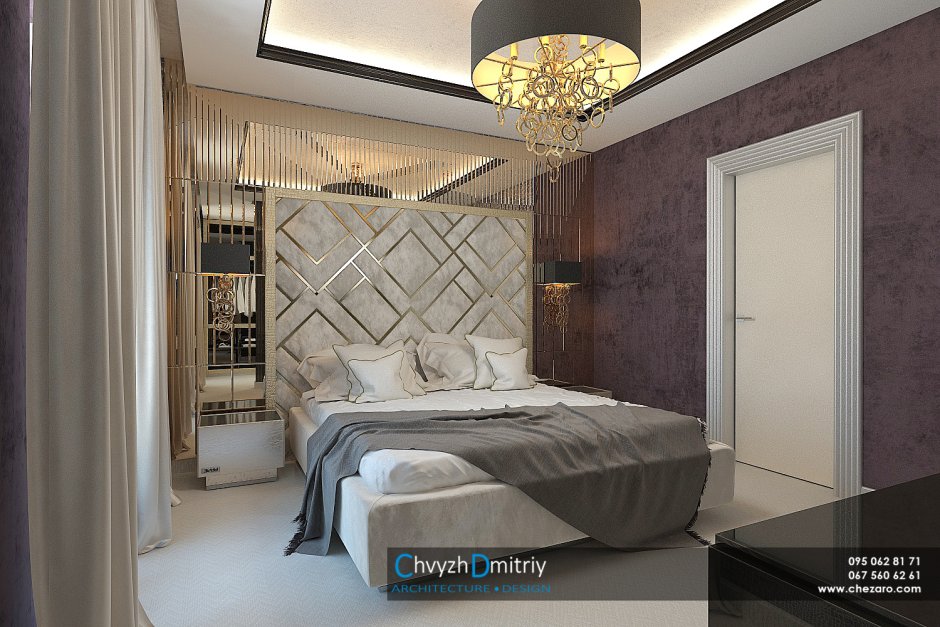 Спальня в стиле ар-деко с зеркалами