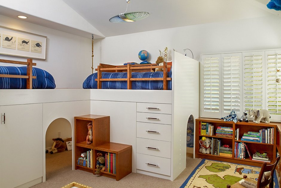 Кровать чердак в интерьере детской