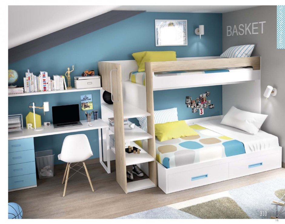 Детские с двухъярусными кроватями планировки