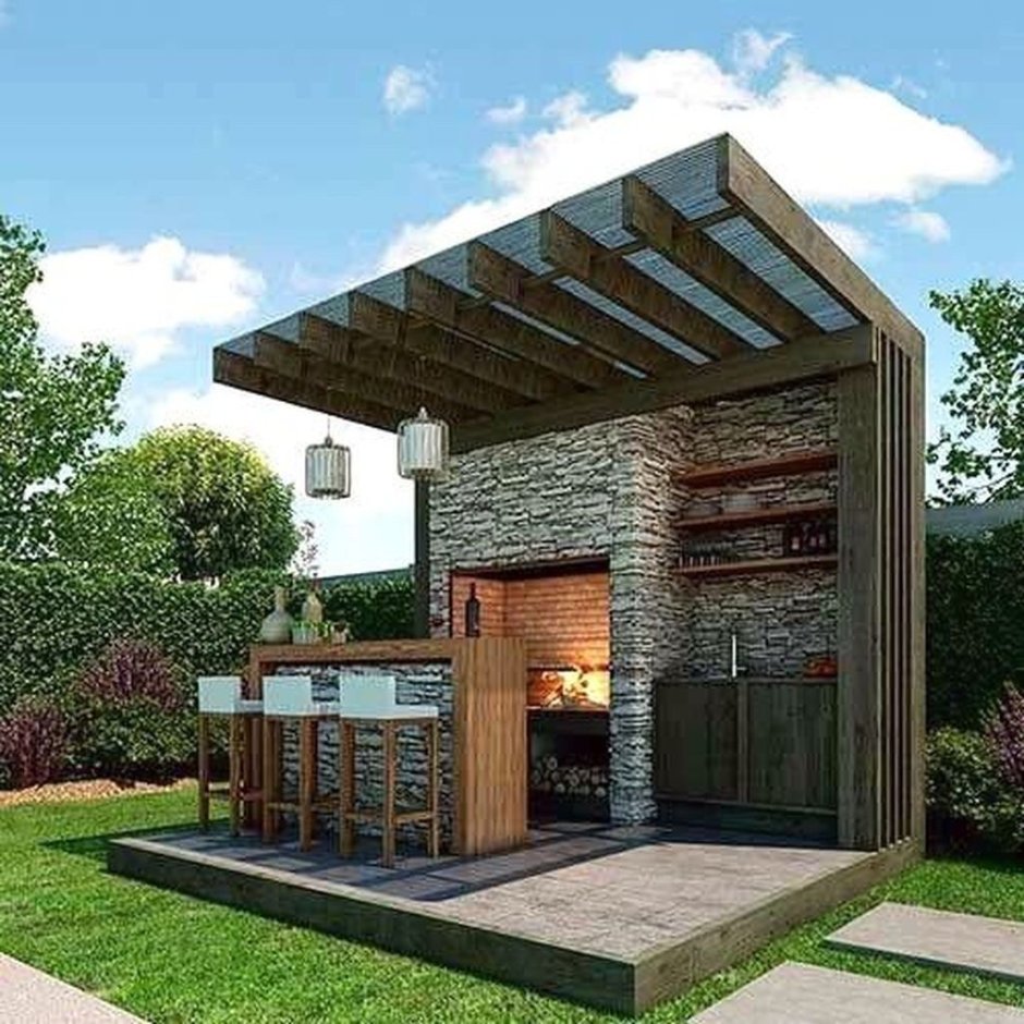 Беседка с мангальной зоной проекты в стиле лофт