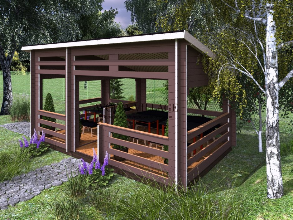 Беседка из бруса квадратная