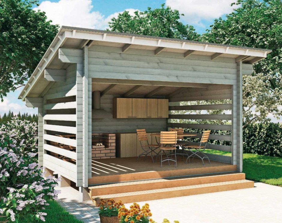 Беседка 3х2.5 с односкатной крышей