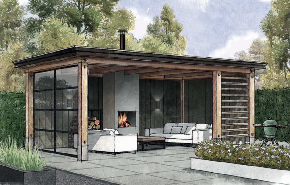 Беседка деревянная односкатная