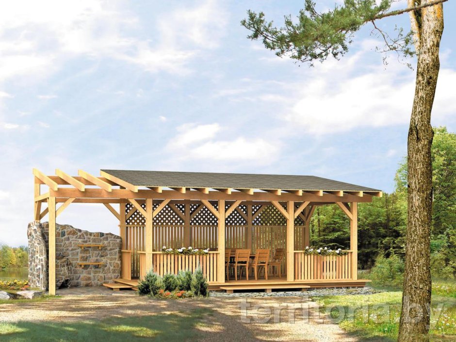 Беседка 3на5 односкатная