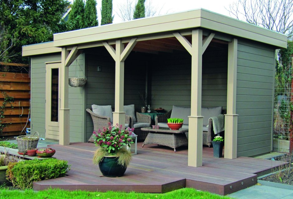 Односкатная кирпичная беседка