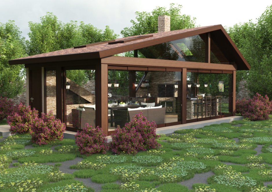 Садовая односкатная беседка 3на5