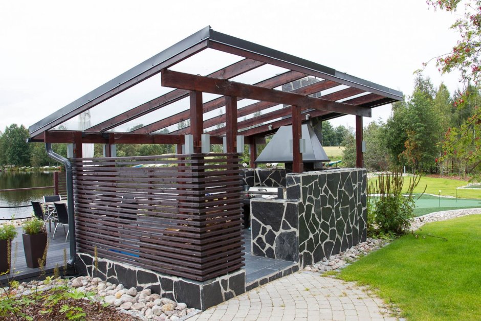 Открытые беседки односкатные