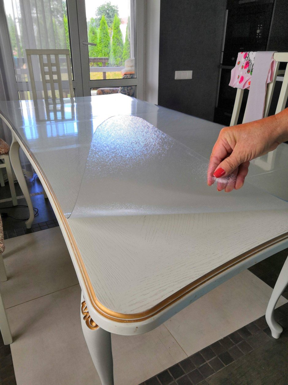 Скатерть прозрачная с печатью ПВХ "жидкое стекло" 0,8х1.2 м 4070g