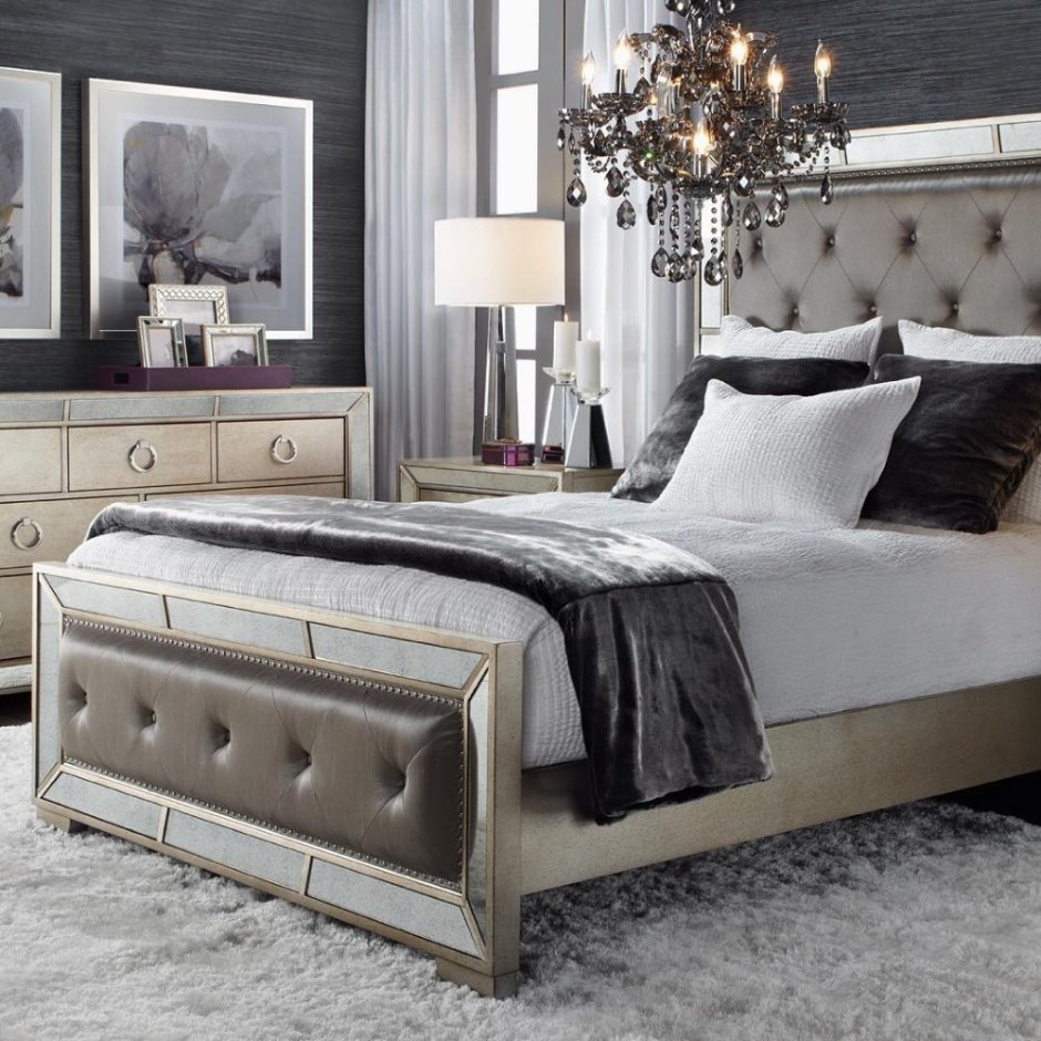 Кожаная Кинг сайз кровать