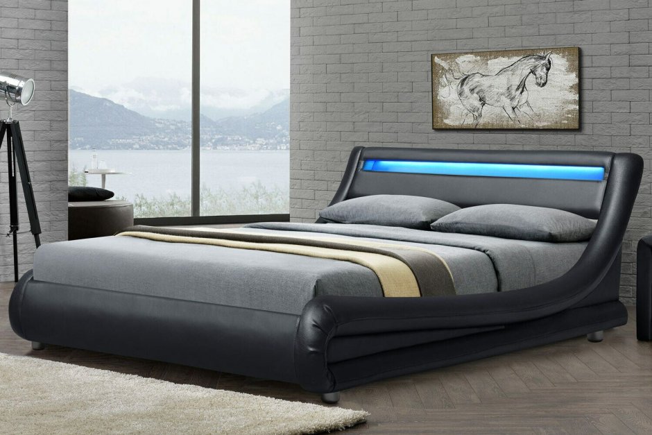 Цельная кровать PU – кожа