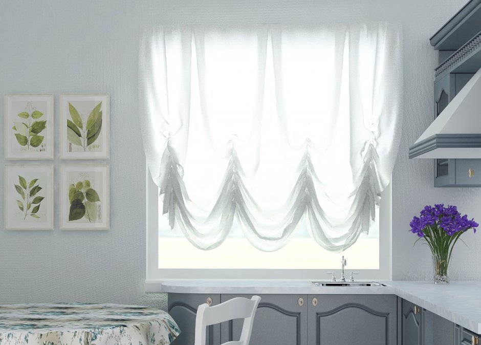 Шторы на кухню короткие