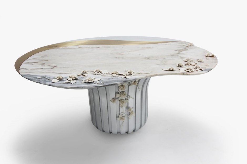 Стол круглый белый мрамор