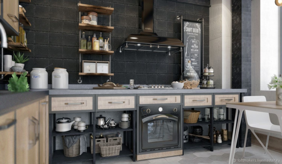 Кухня лофт из профильной трубы