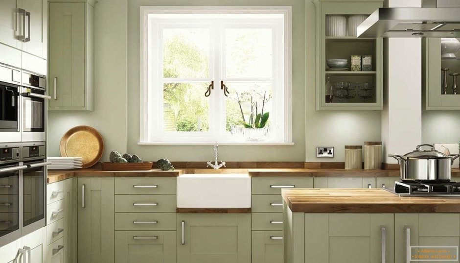Кухня оливкового цвета