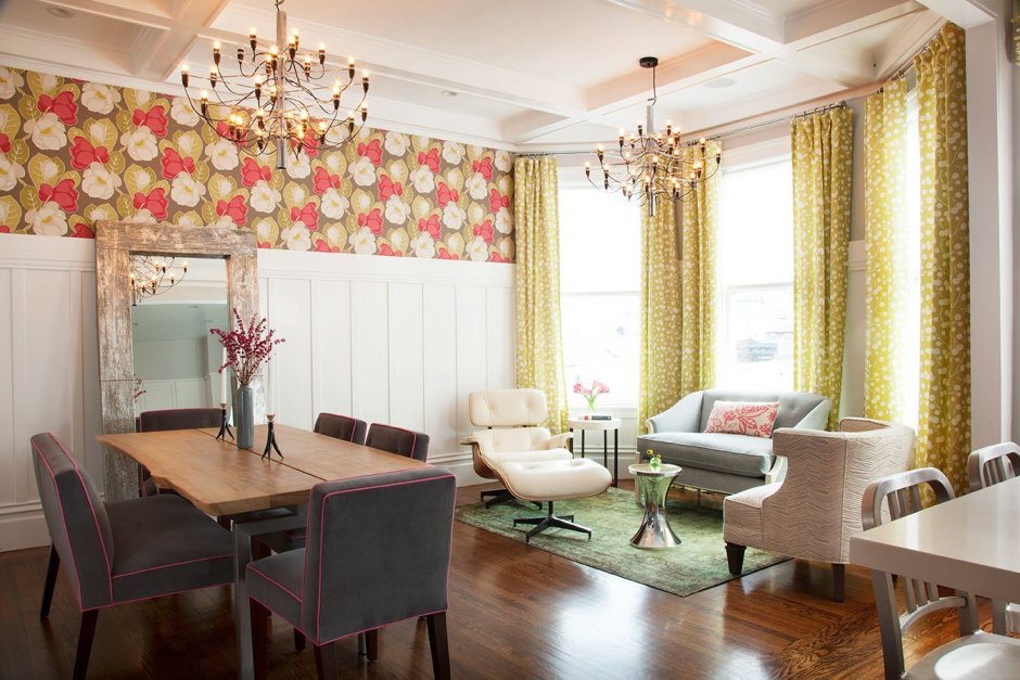 Планировка гостиной с обеденной зоной