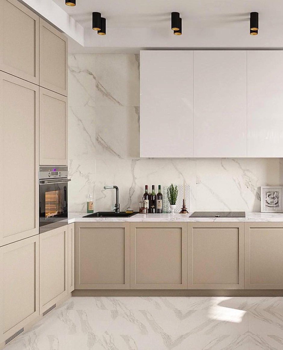Бело бежевая кухня