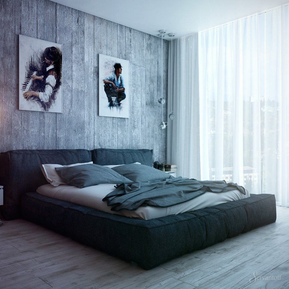 Мужская спальня лофт