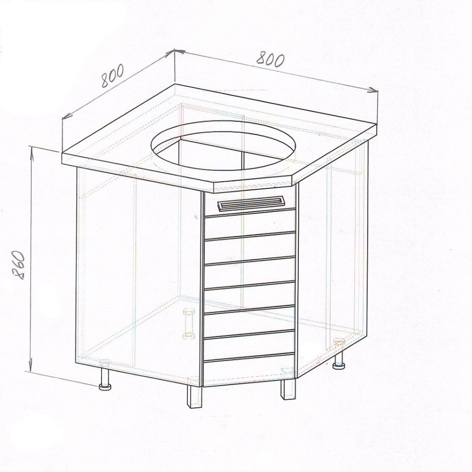 Угловая тумба под мойку на кухню 60на60