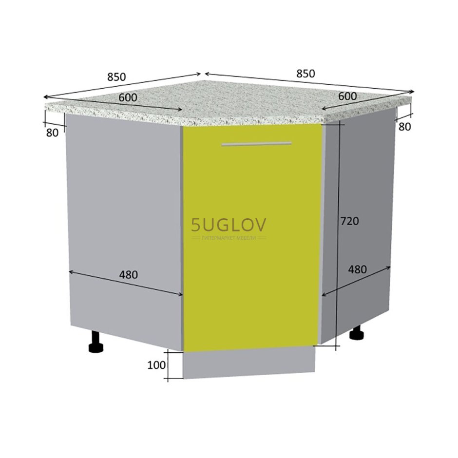 Угловой модуль 850 ширина фасада