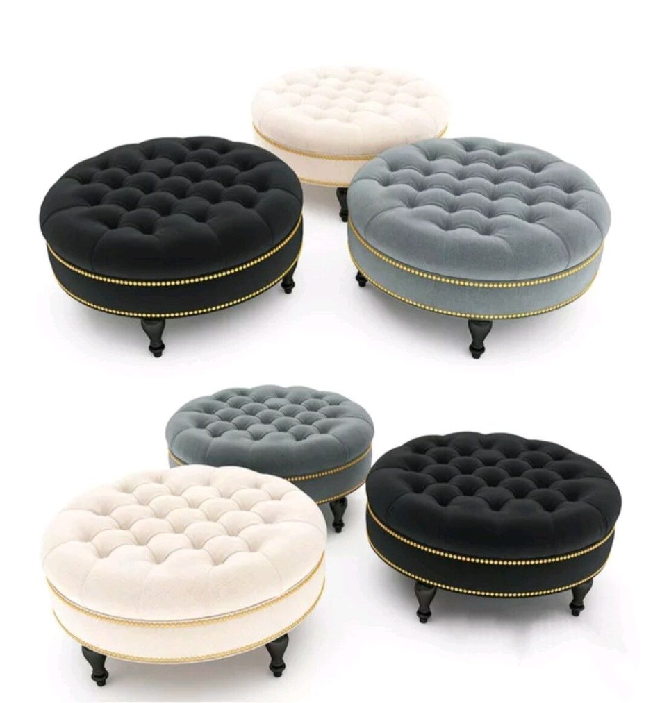 Palfrey Linen Modern Tufted Ottoman
