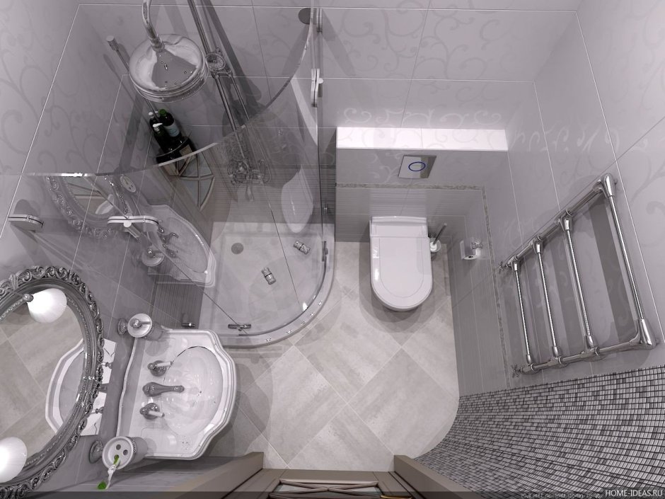 Ванна с душевой кабиной и туалетом 4кв